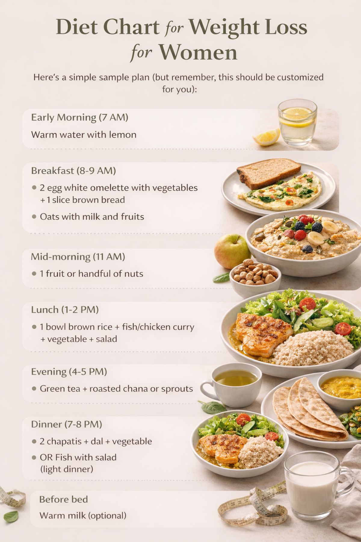 Diet Chart for Weight Loss for Women