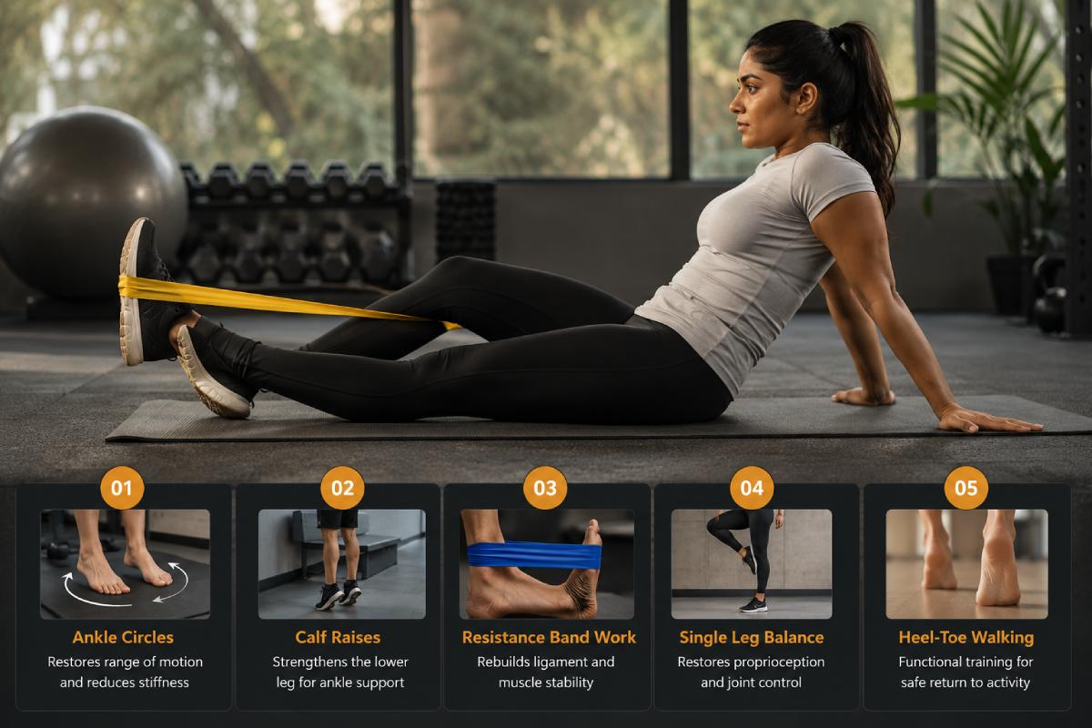 Ankle pain rehabilitation exercises physiotherapy Kolkata Shape and Strength